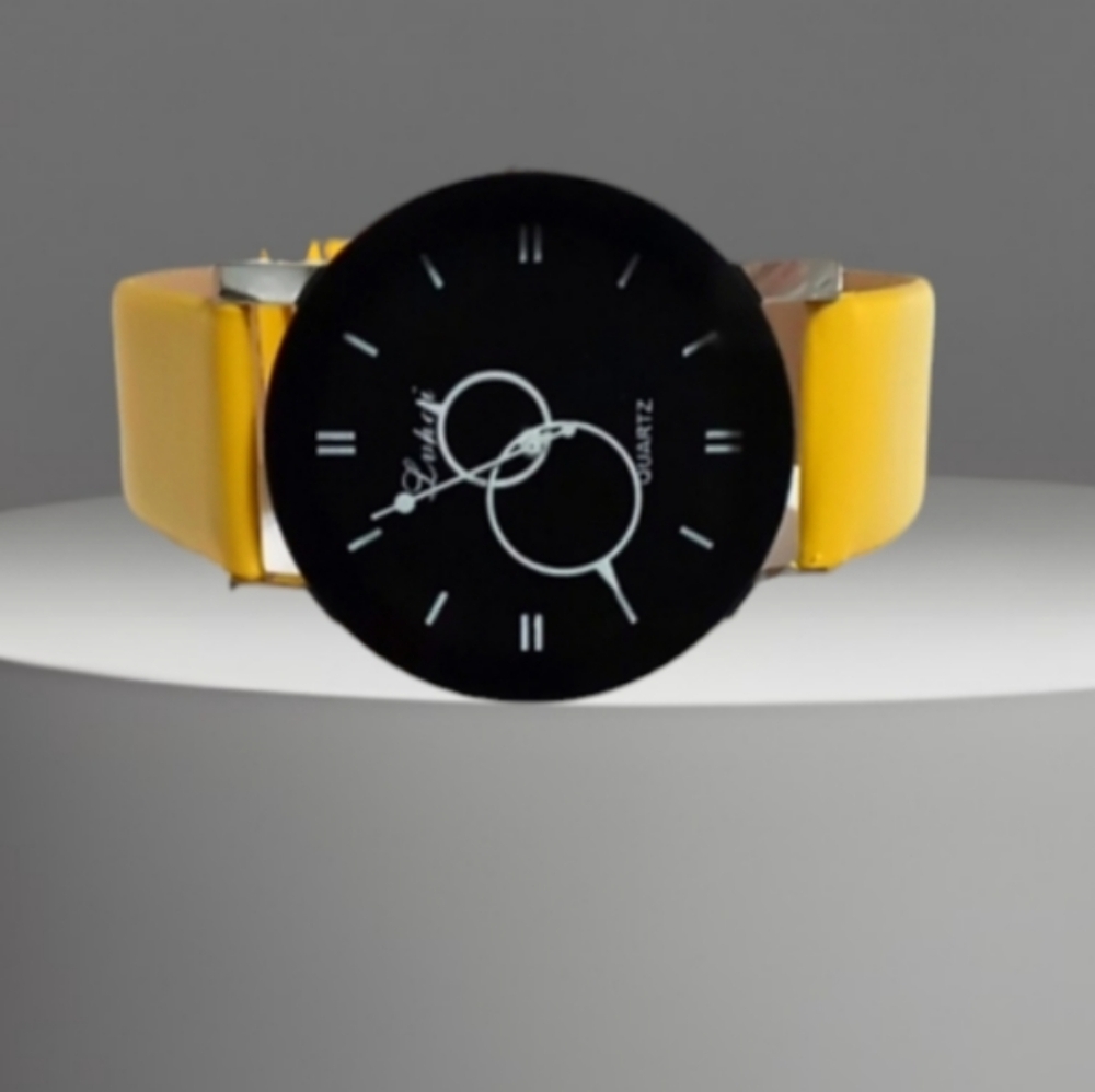 Modern Black and Yellow Smartwatch with Circular Display
